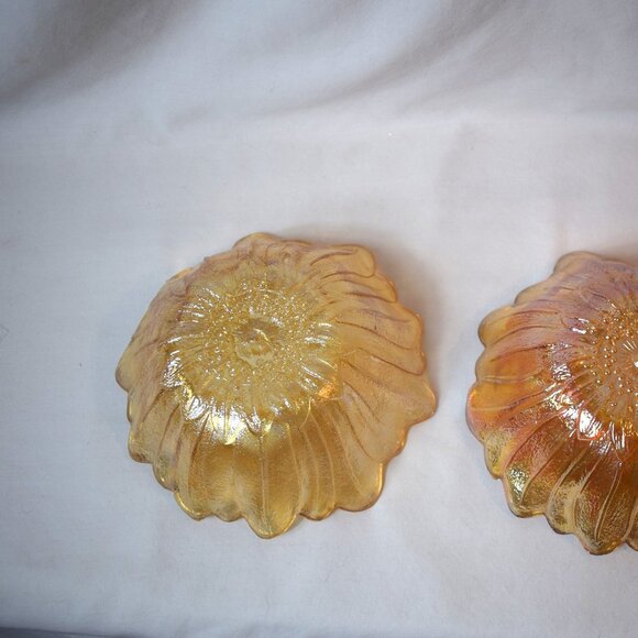 Pair Vintage Carnival Glass Sunflower Bowls 7 Inches - Picture 3 of 4